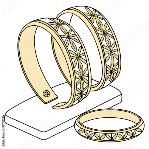 Gold bangles on display jewelry display accessories