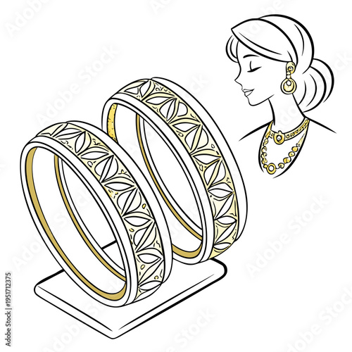 Gold bangles and woman jewelry accessories fashion
