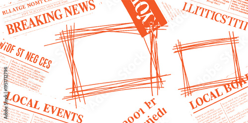Orange Breaking News Local Events Politics Text Overlay With Scribbled Lines
