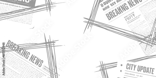 Newspaper headlines breaking news and city update with lines