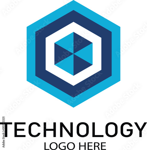 Abstract hexagonal technology logo, geometric design for it and innovation