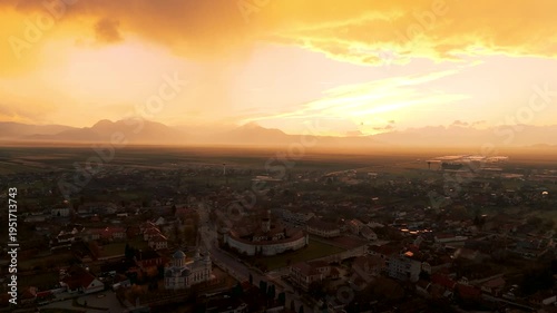 Prejmer Brasov Romania, Tartlau Prejmer Fortified Church, beautiful sunset in storm clouds