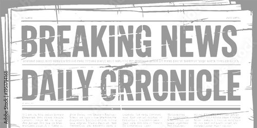 Large gray text B R E A K I N G N E W S D A I L Y C H R O N I C L E on a distressed newspaper background