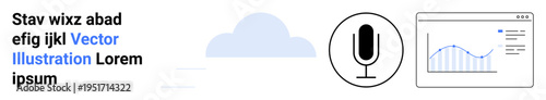 Technology access, digital services, data analysis, cloud computing, voice recognition, productivity tools. Cloud, microphone graph interface. Cloud computing and digital services
