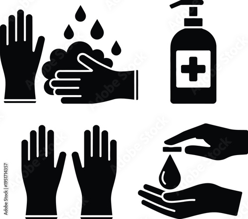 Essential hygiene practices illustrated with icons for cleanliness and health safety.
