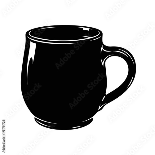Silhouette of an Artisan Ceramic Mug for Rustic Beverage Serving, Representing Handmade Pottery and Cozy Home Comfort.