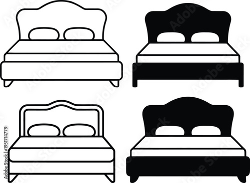 Four stylish bed designs in contrasting silhouettes and color schemes