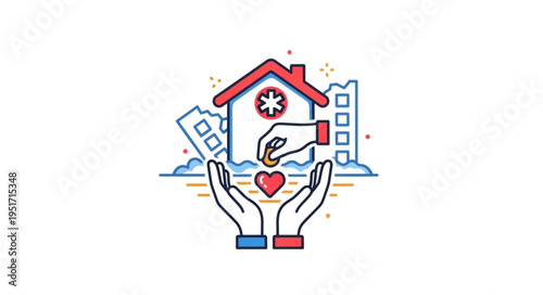 Charity donation for medical building support concept.