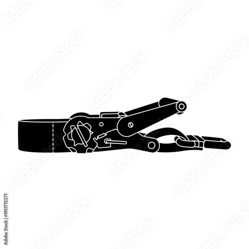 Silhouette of a Heavy Duty Cargo Ratchet Strap for Load Tie Downs, Representing Freight Transport and Secure Transportation.