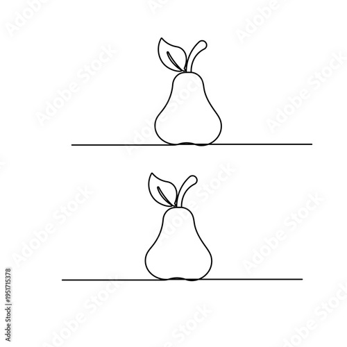 Minimalist one-line art illustration of a fresh organic pear
