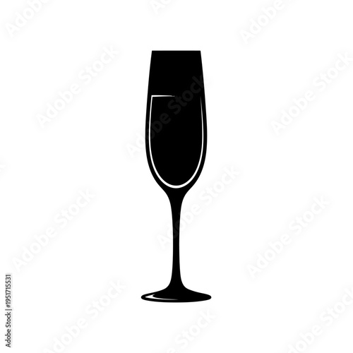 Silhouette of a Tall Champagne Flute Glass for Sparkling Wine, Symbolizing Elegant Celebrations and Romantic Milestones.