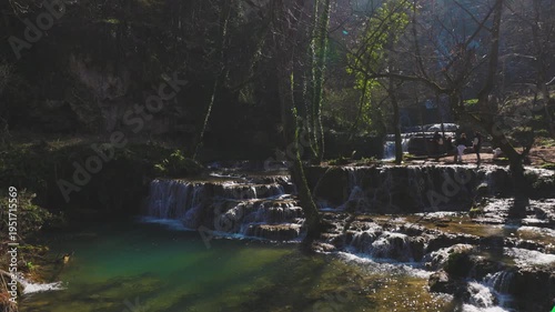 Bulgaria March 15, 2026. 4k with Krushuna waterfall during March on a sunny day