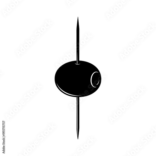 Silhouette of a Metal Cocktail Garnish Pick with Olive for Martini Service, Representing Elegant Bartending and Lounge Culture.