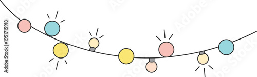 Vibrant string lights in pastel colors for festive decoration