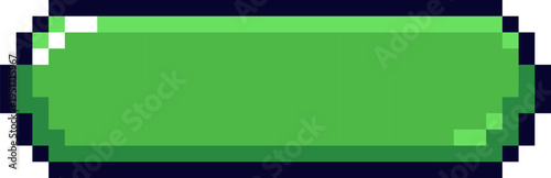 Green pixel art button creating retro video game interface