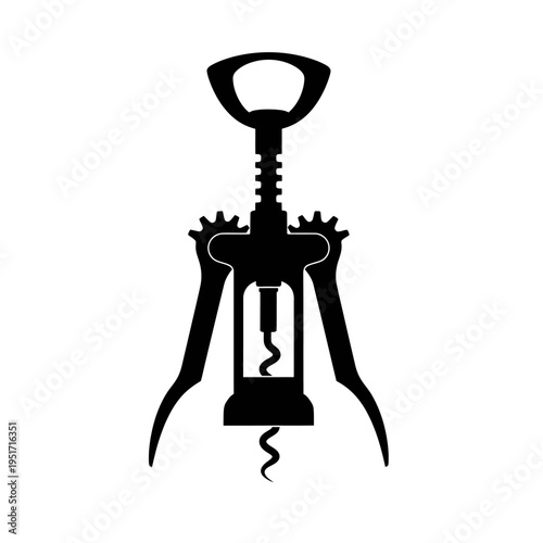 Silhouette of a Folding Waiter Friend Corkscrew for Wine Service, Symbolizing Sommelier Expertise and Elegant Dining Hospitality.