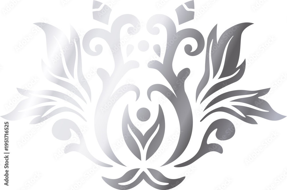 Obraz premium Silver ornamental graphic design pattern on white background