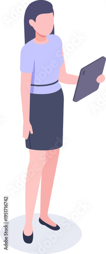 Woman holding tablet working with digital technology