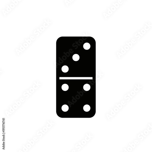 Double Six Domino Tile Silhouette for Classic Board Games and Strategic Entertainment