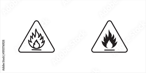 Flammable hazard icon set. Flammable warning sign icon, hazard fire symbol vector design and illustration.Vector illustration, eps10.
