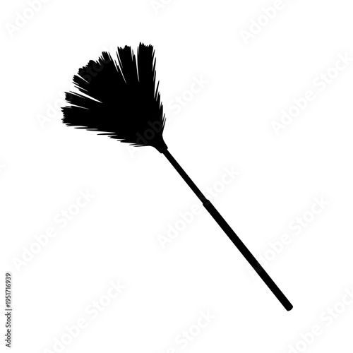 Extension Feather Duster Silhouette for High Cobweb Cleaning and Housekeeping Services
