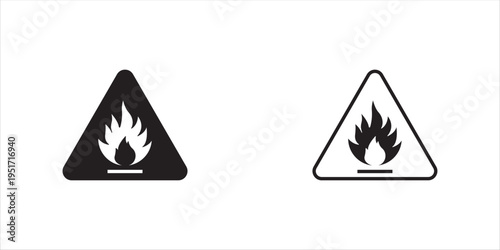Flammable hazard icon set. Flammable warning sign icon, hazard fire symbol vector design and illustration.Vector illustration, eps10.