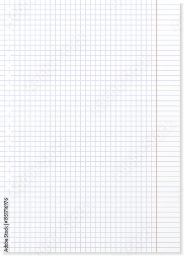 Blank grid paper background with torn edge