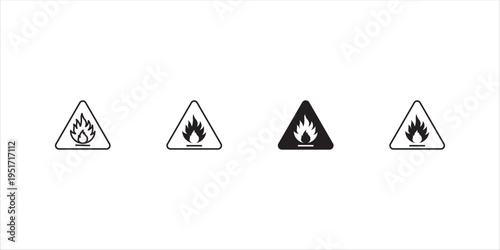 Flammable hazard icon set. Flammable warning sign icon, hazard fire symbol vector design and illustration.Vector illustration, eps10.