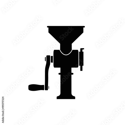 Hand Crank Grain Mill Grinder Silhouette for Homebrew Barley Crushing and Malting