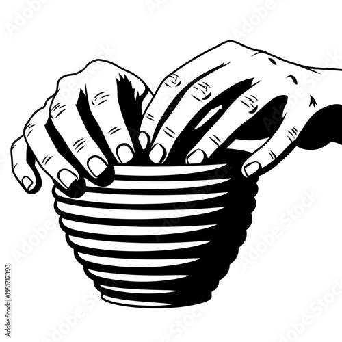 Hand Building Coil Bowl Silhouette for Traditional Pottery and Clay Crafting Art