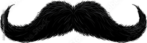 Black curly mustache representing masculinity and Movember
