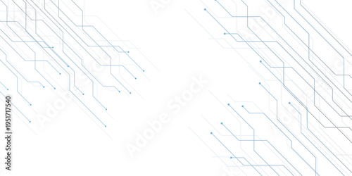 Vectors White and blue abstract geometric dots and lines connection circuit concept.