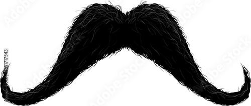 Black curly mustache growing on a white background