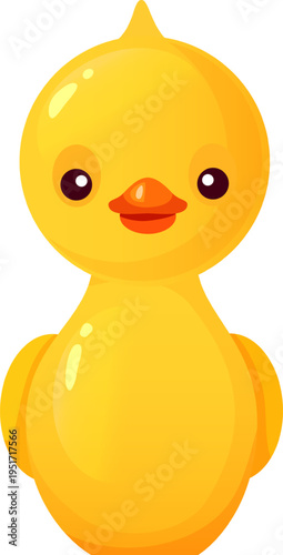 Yellow chick character standing on white background