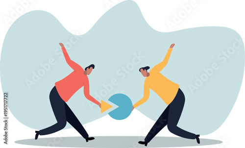 Market share percentage of industry sale, business competitor fight or battle to gain more sale .human life and situation.