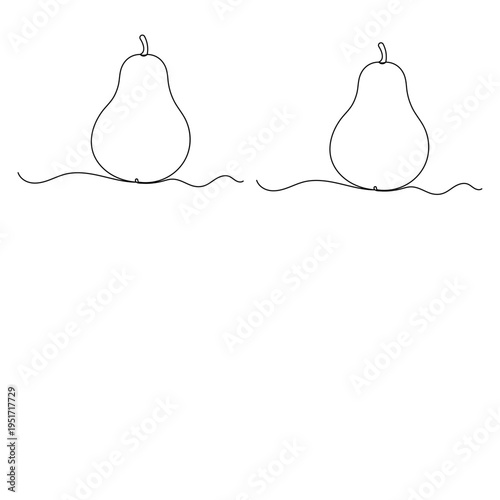 Minimalist one-line art illustration of a fresh organic pear
