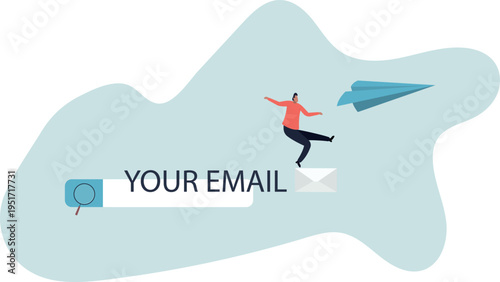 Email subscription to send newsletter for promotion and product update, online communication and marketing.human life and situation.