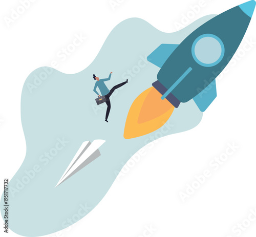 Change to better company, innovation to help success or career change to new path, alternative way or direction.human life and situation.