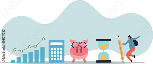 Financial planning, investment or wealth management, savings money or income and salary, budgeting plan for spending, debt and tax.human life and situation.