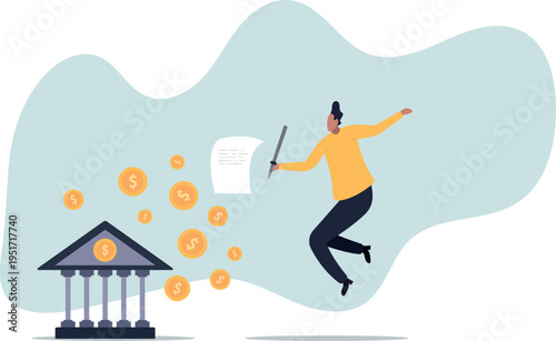 Obligation, debt or bank loan responsible to pay back with interest rate, legal money credit or borrowing document with signature.human life and situation.