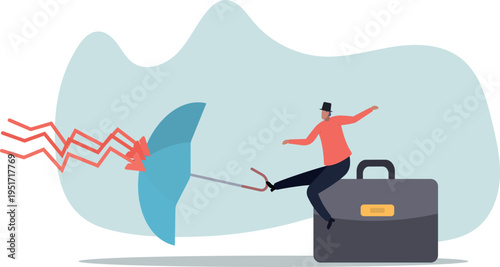 Protection or defensive stock in economy crisis or market crash, business resilient to survive difficulty or insurance.human life and situation.