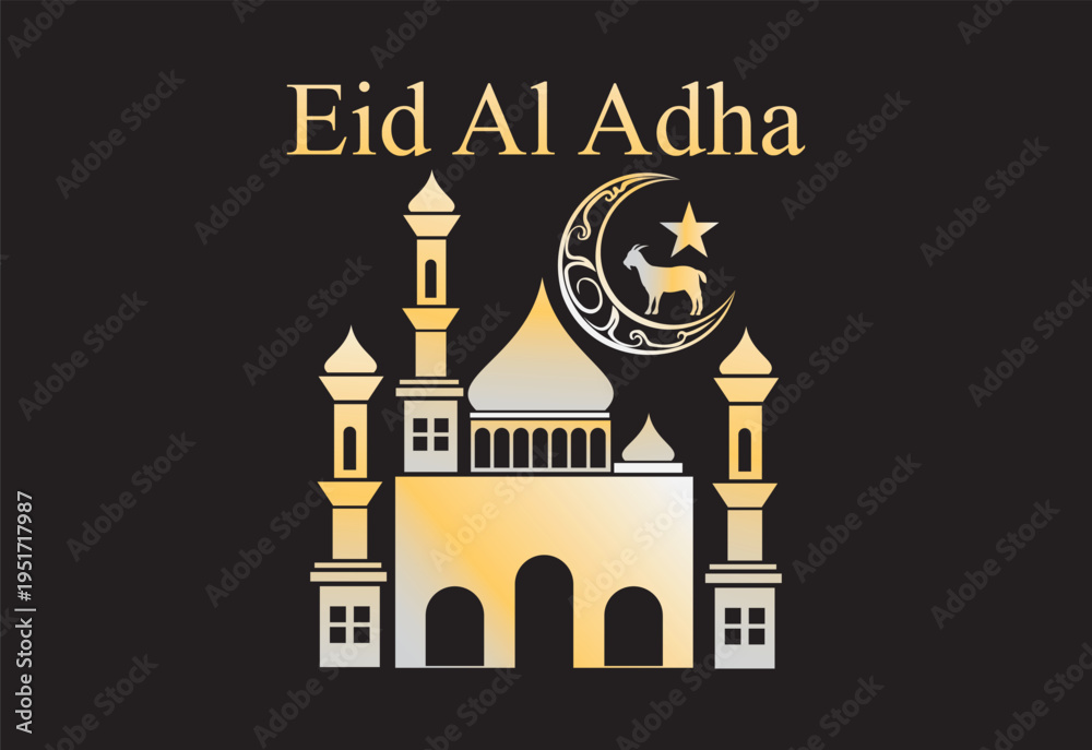Obraz premium Eid Al Adha Mosque Islamic Illustration.