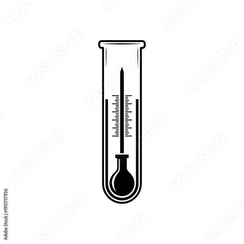Hydrometer in Test Jar Silhouette for Specific Gravity Brewing Measurement and Science