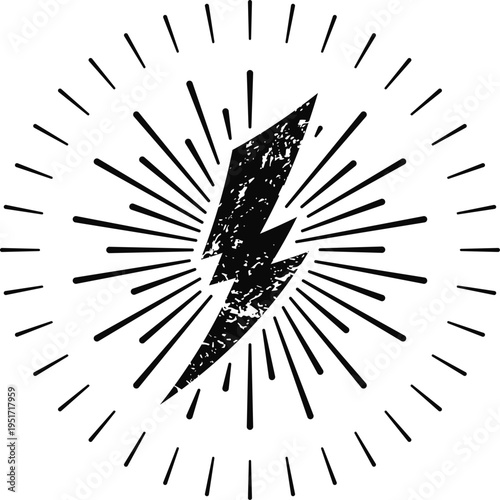 Distressed lightning bolt icon representing power energy and speed