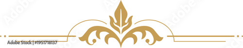 Golden ornate flourishing divider line design element