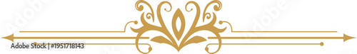 Golden ornate decorative flourish dividing line element