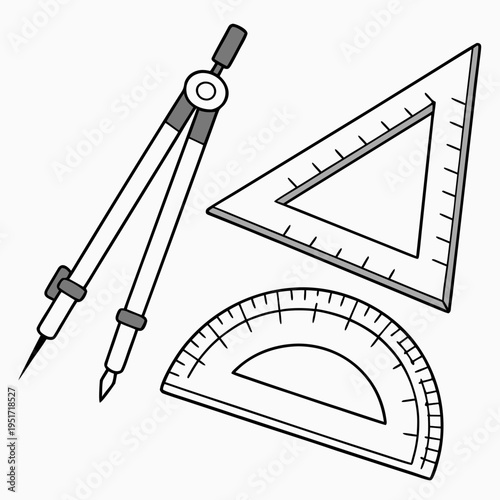Drafting tools compass triangle protractor geometry
