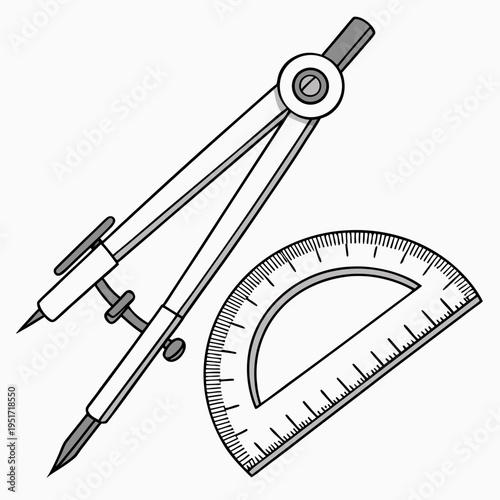 Equipment compass pencil protractor geometry