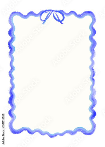 Whimsical Doodle Frame Border Gouache Watercolor Decorative Handdrawn Bow Painterly Coquette Card Banner Poster Element