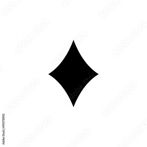 Black Silhouette of a Playing Card Diamond Suit for Tabletop Wagering and Casino Entertainment